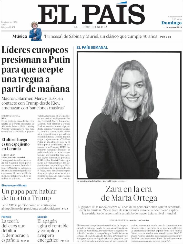 Portada de El País (España)