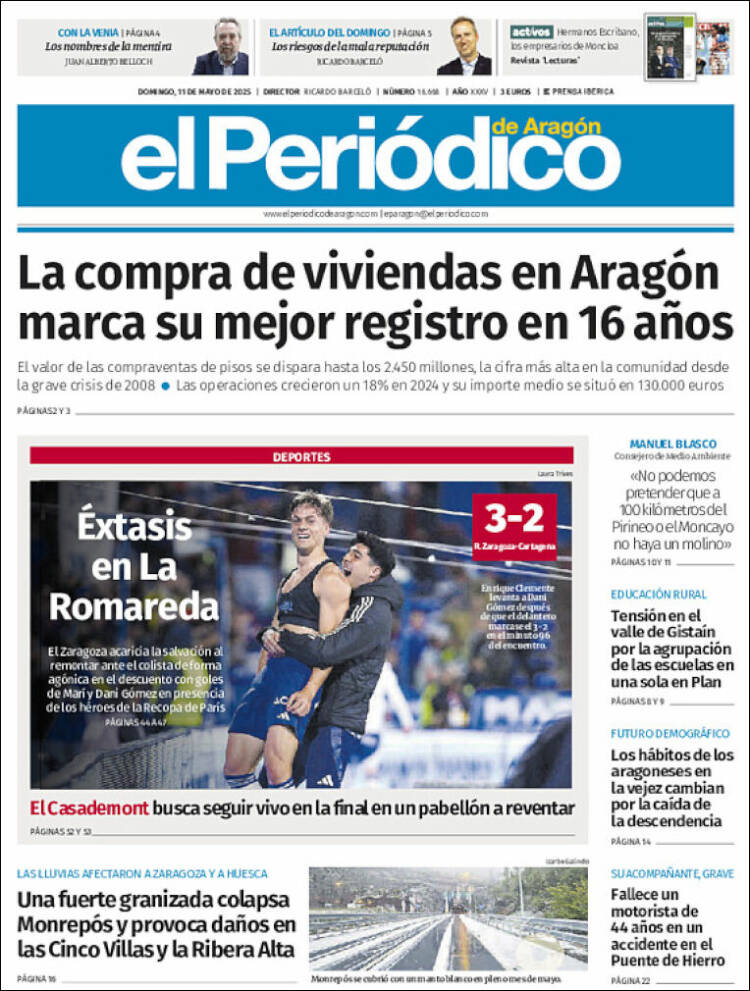 Portada de El Periódico de Aragón (Spain)