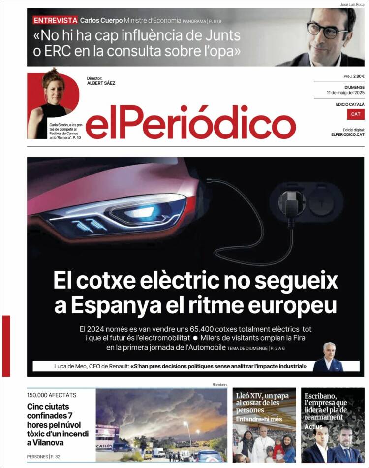 Portada de El Periódico de Catalunya (España)