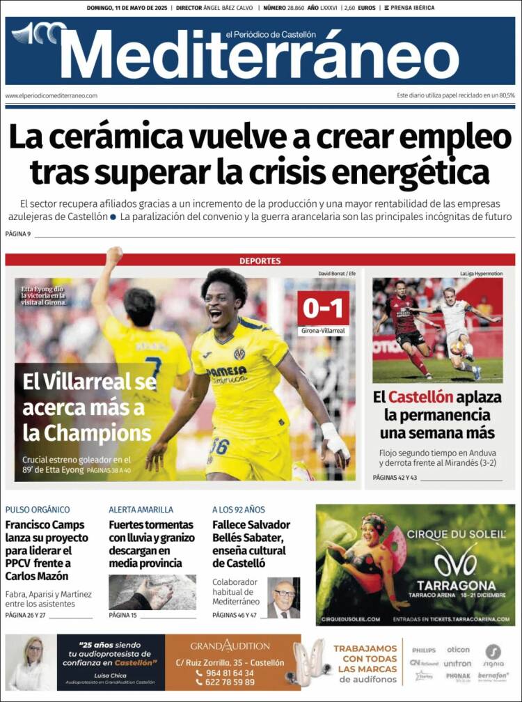 Portada de El Periódico Mediterraneo (España)