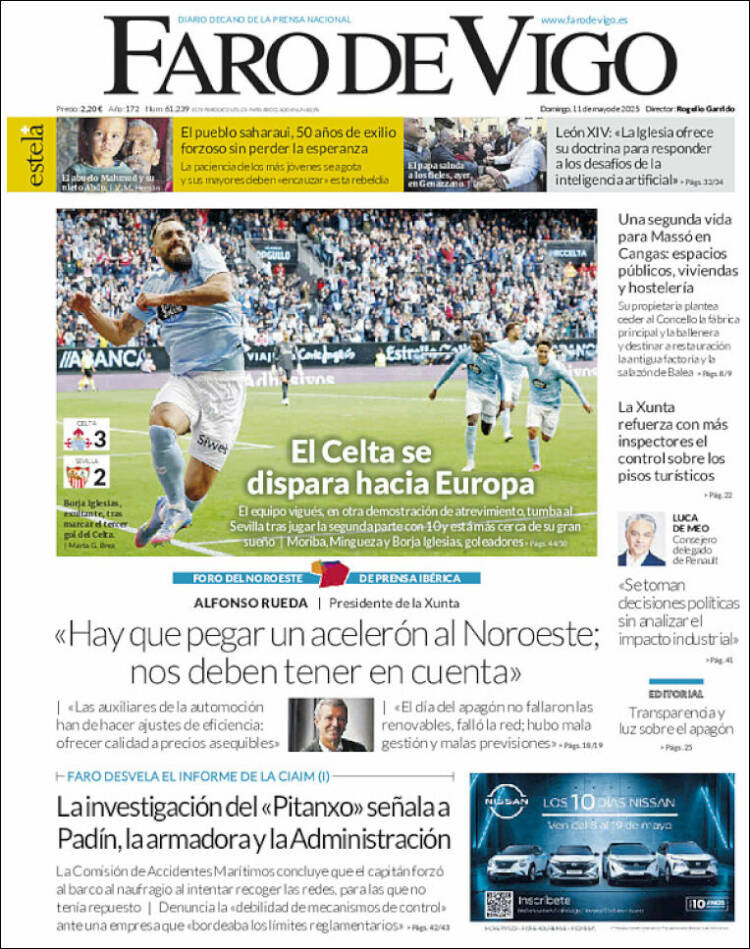 Portada de Faro de Vigo (España)