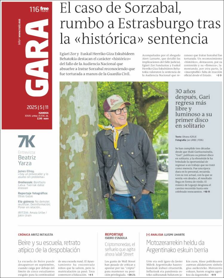 Portada de Gara (España)