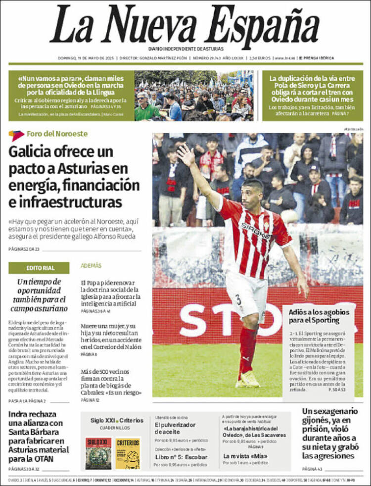 Portada de La Nueva España (España)