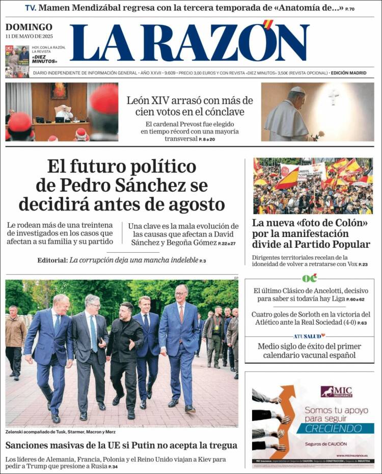 Portada de La Razón (España)