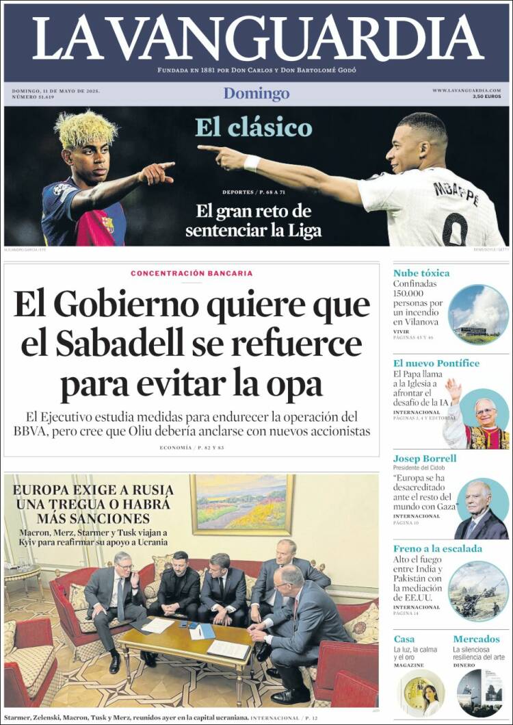 Portada de La Vanguardia (España)