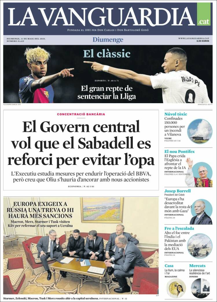 Portada de La Vanguardia (España)