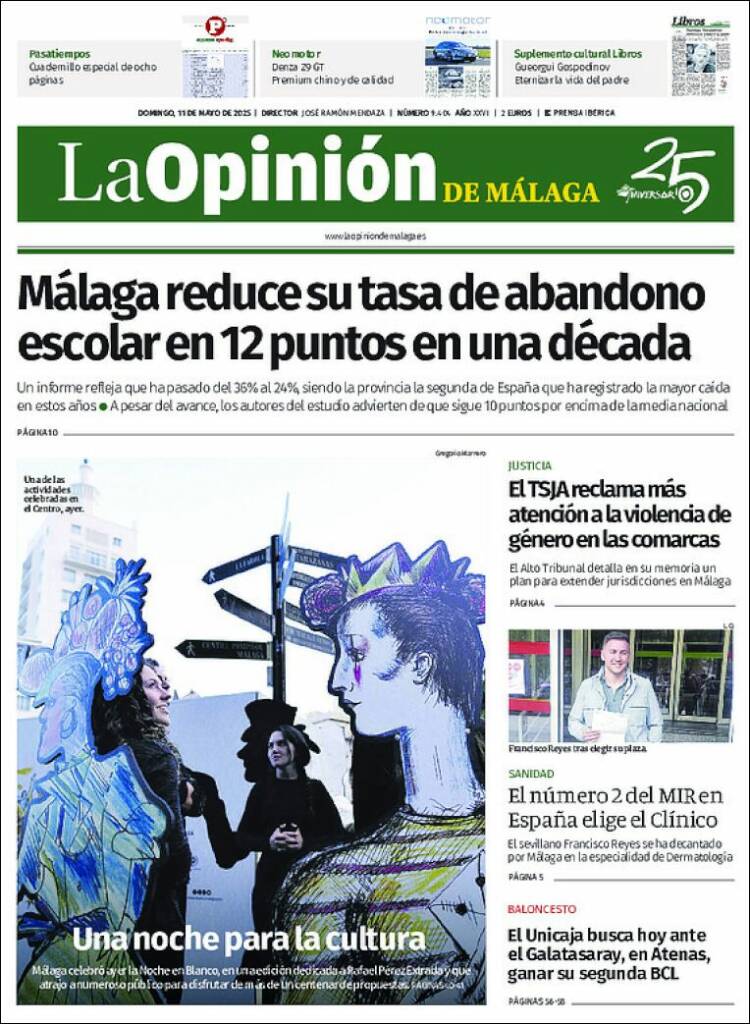 Portada de La Opinión de Málaga (España)