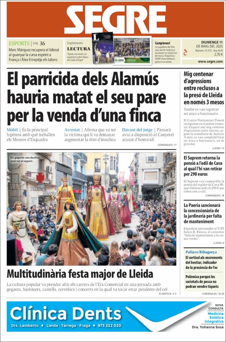 Portada de Segre (España)