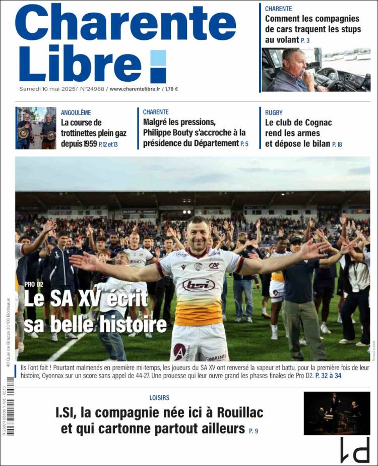 Portada de Charente Libre (France)