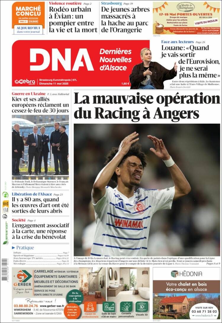 Portada de Les Dernières Nouvelles d'Alsace (France)