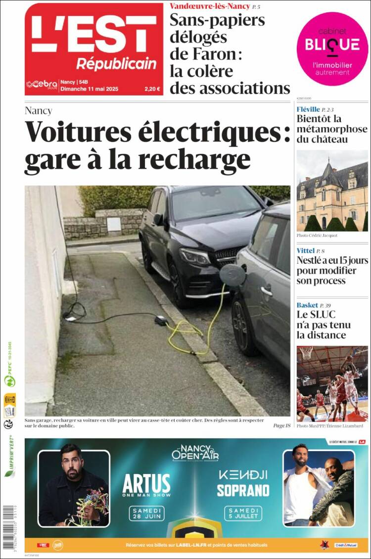Portada de L'Est Republicain (France)