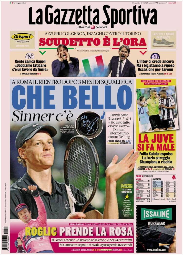Portada de La Gazzetta dello Sport (Italia)