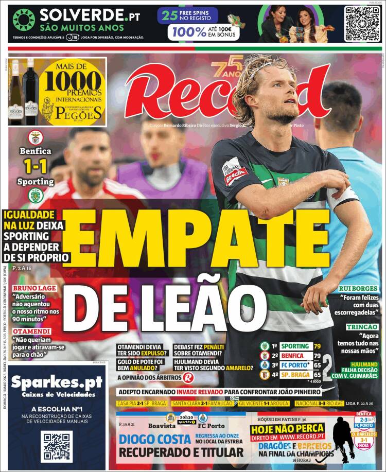 Portada de Jornal de Negócios (Portugal)