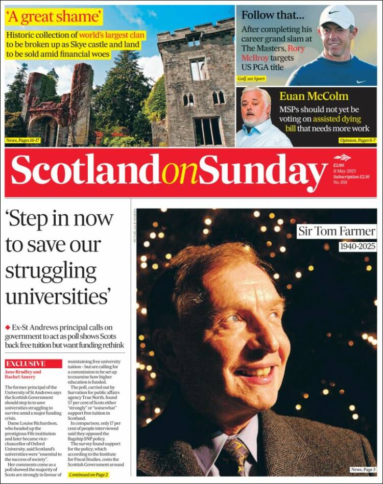 Portada de The Scotsman (Reino Unido)