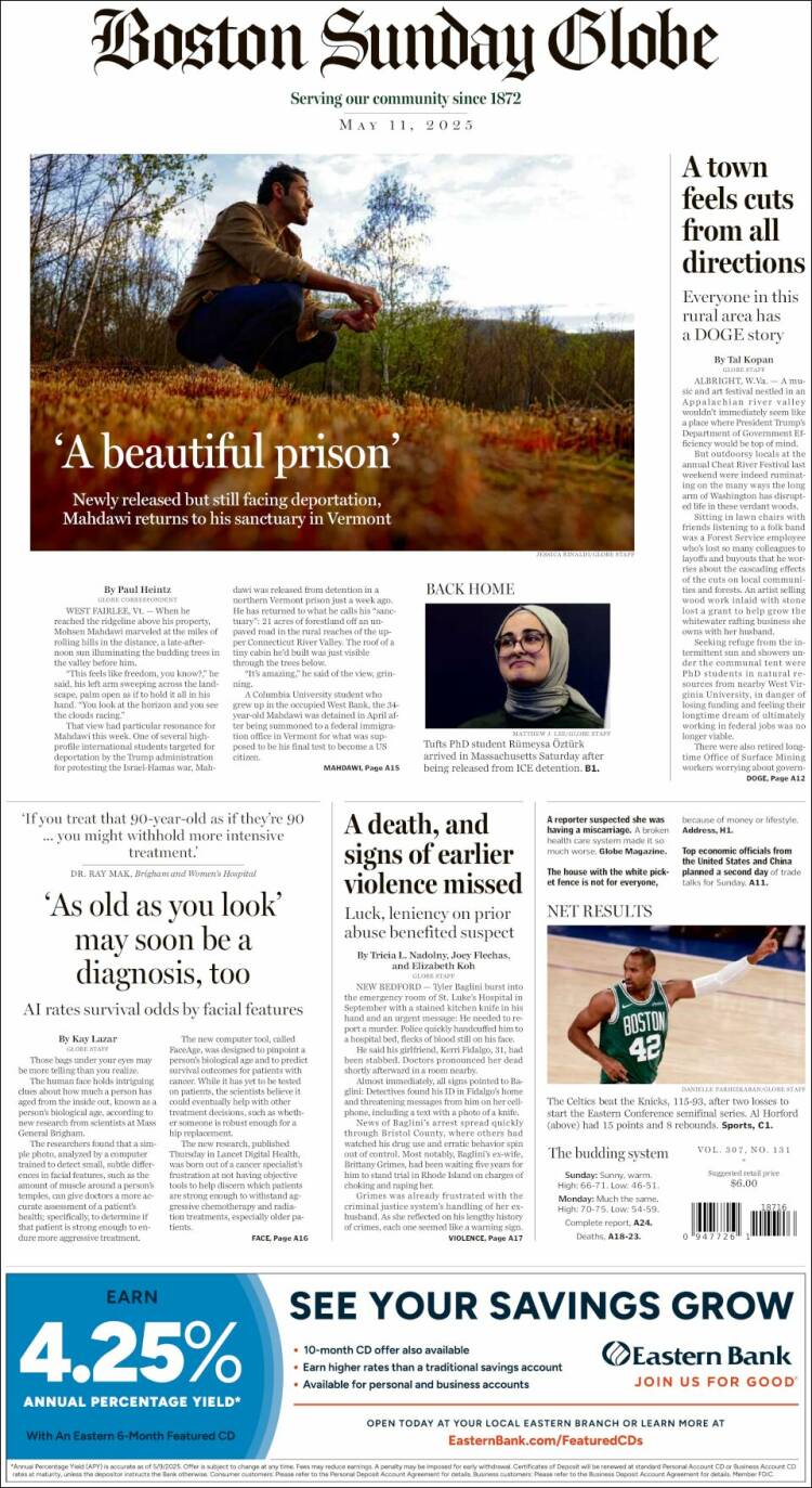 Portada de Boston Globe (USA)
