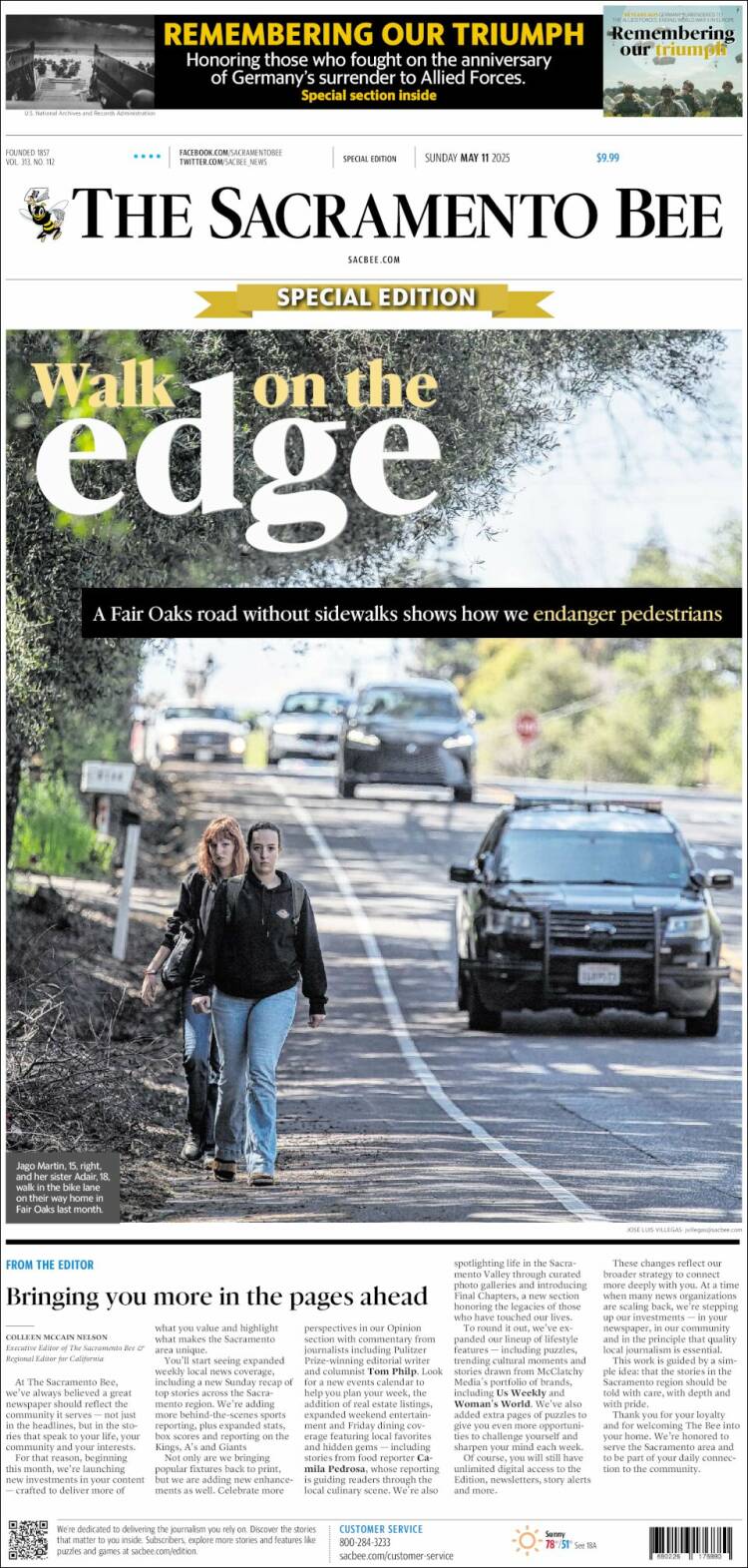 Portada de The Sacramento Bee (USA)