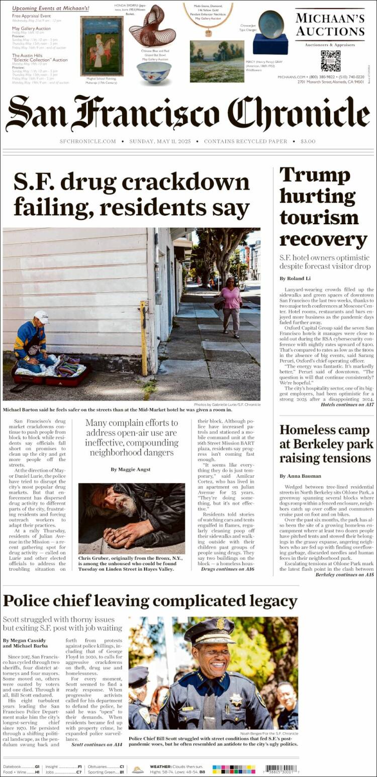 Portada de San Francisco Chronicle (USA)