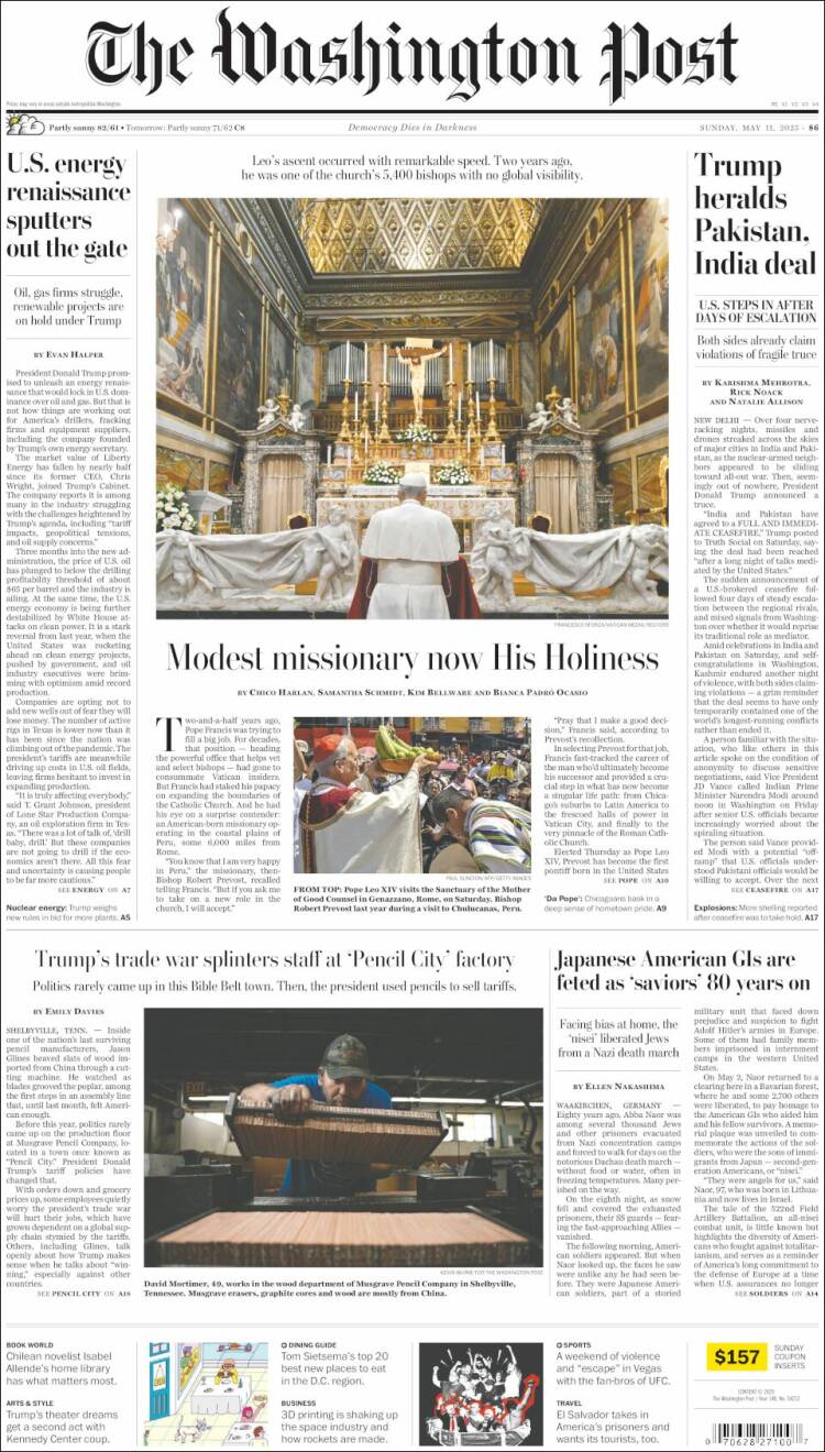 Portada de The Washington Post (USA)