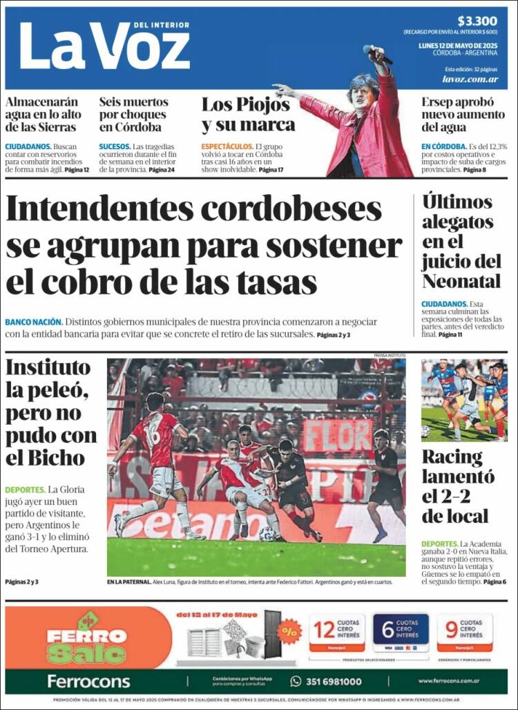Portada de La Voz del Interior (Argentina)