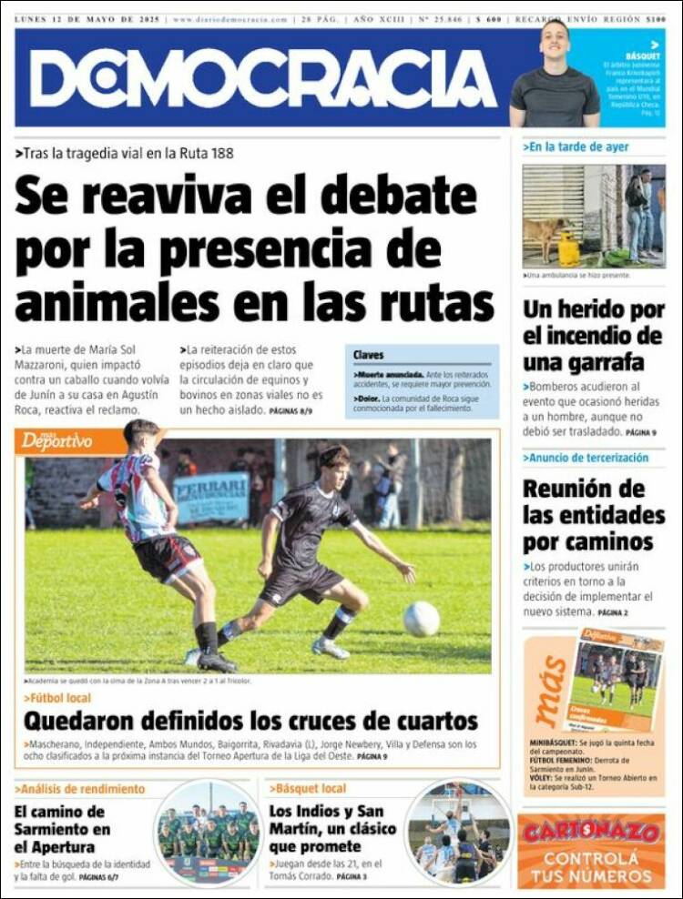 Portada de Diario Democracia (Argentina)