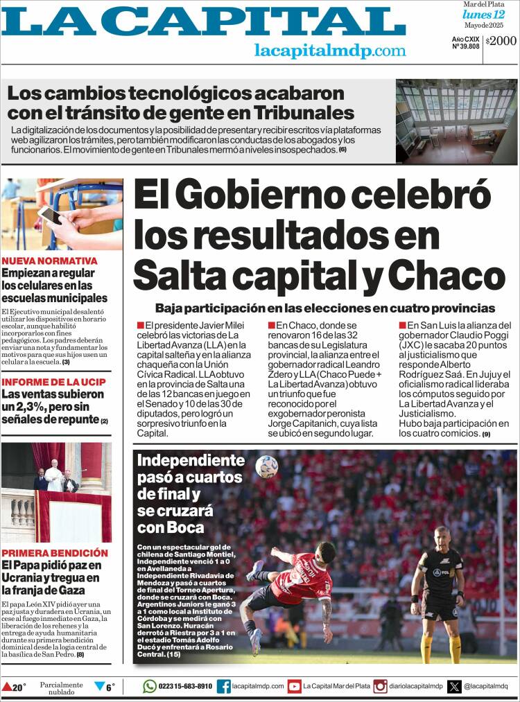 Portada de Diario La Capital - Mar del Plata (Argentina)