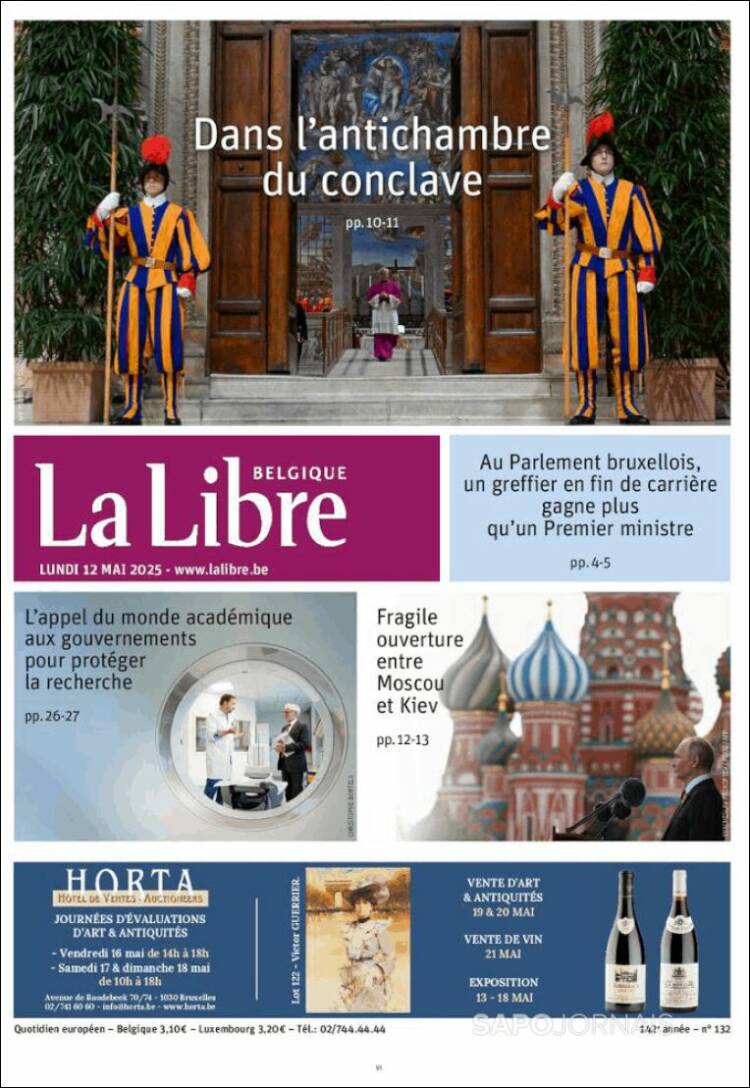 Portada de La Libre.be (B&eacute;lgica)