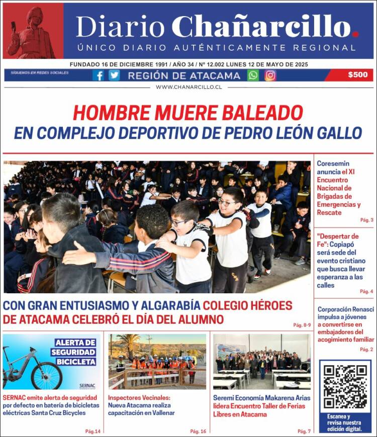 Portada de Diario Chañarcillo (Chile)