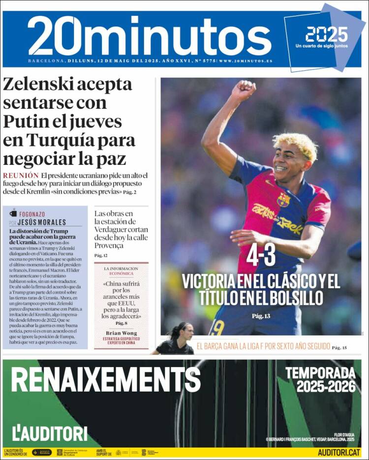 Portada de 20 Minutos - Barcelona (España)