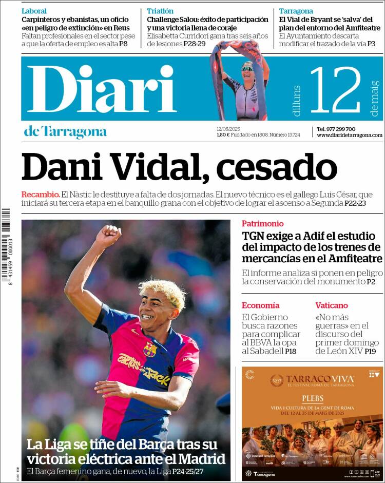 Portada de Diari de Tarragona (España)