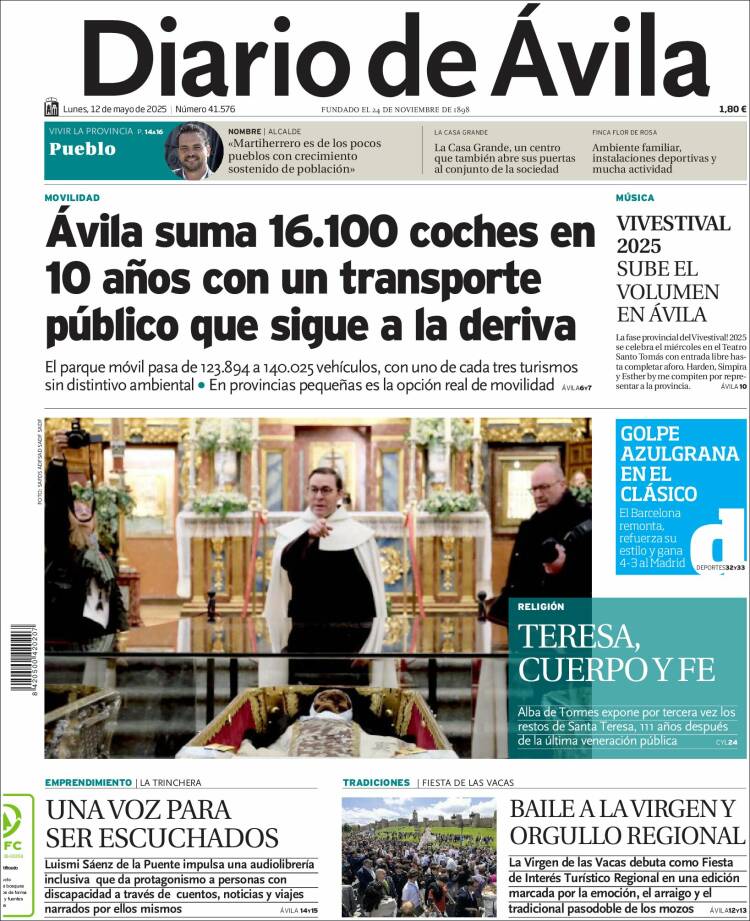 Portada de Diario de Ávila (España)