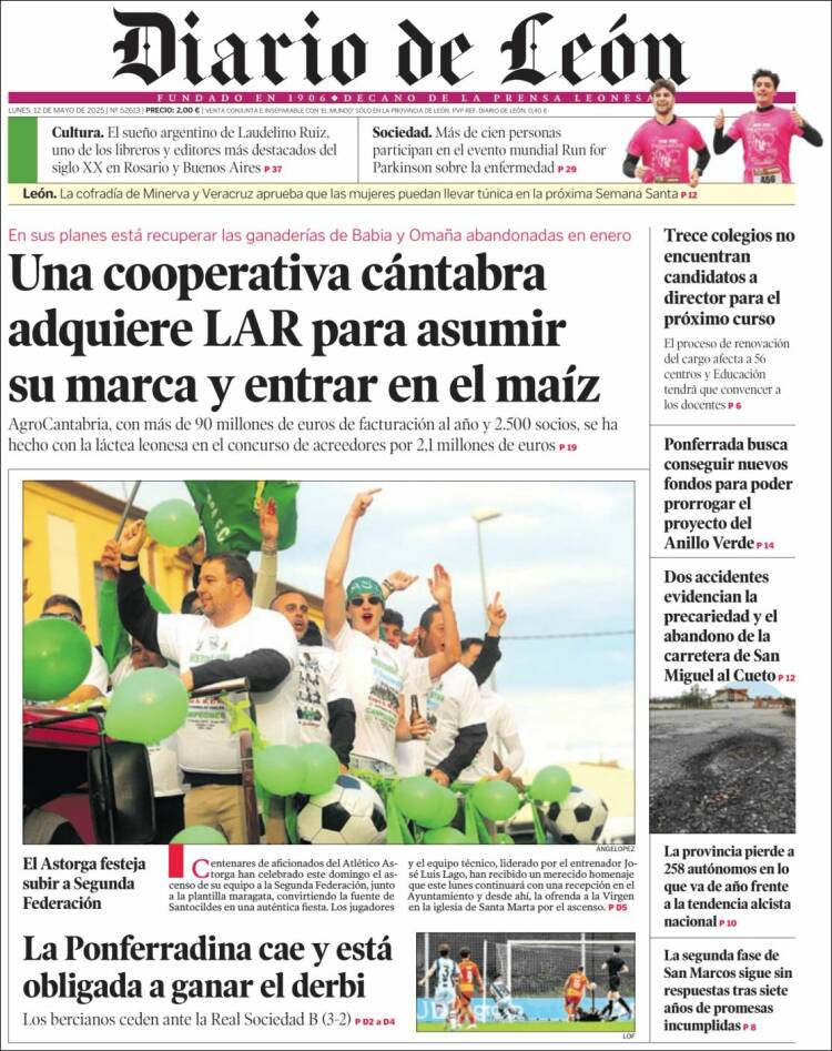 Portada de Diario de León (España)