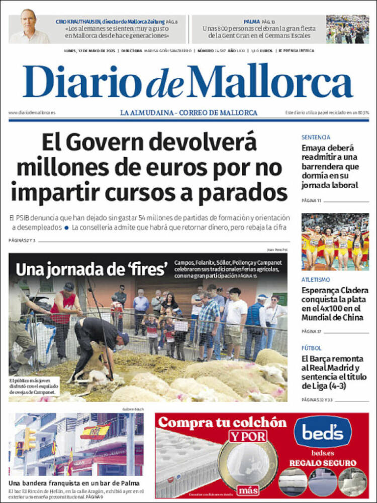 Portada de Diario de Mallorca (España)