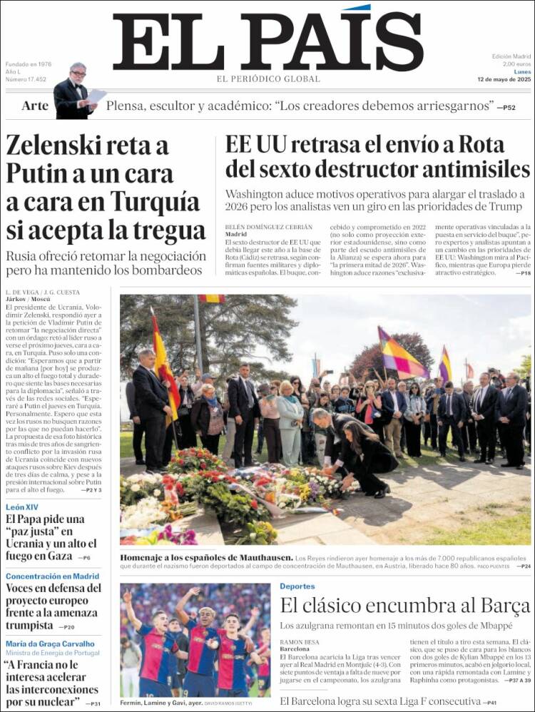 Portada de El País (España)
