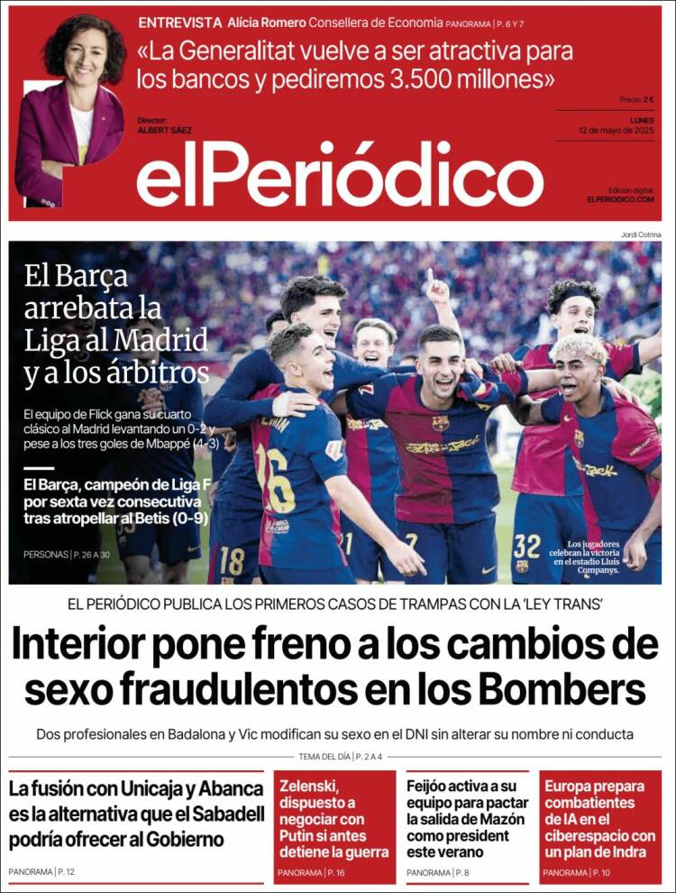 Portada de El Periódico (España)