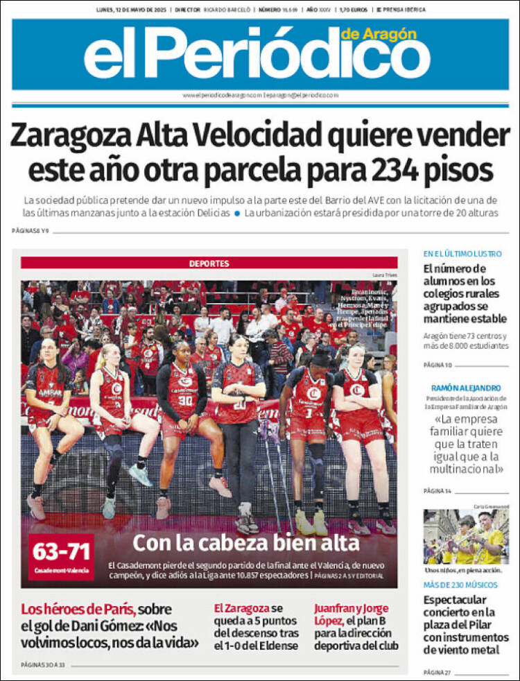 Portada de El Periódico de Aragón (España)