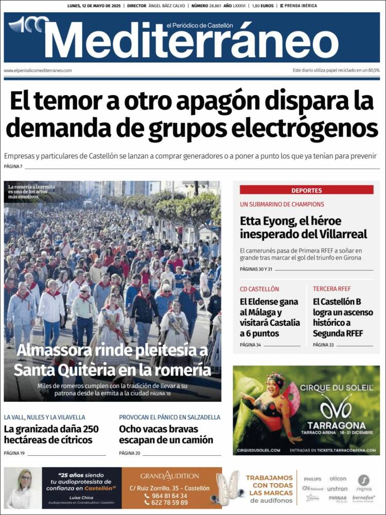 Portada de El Periódico Mediterraneo (España)