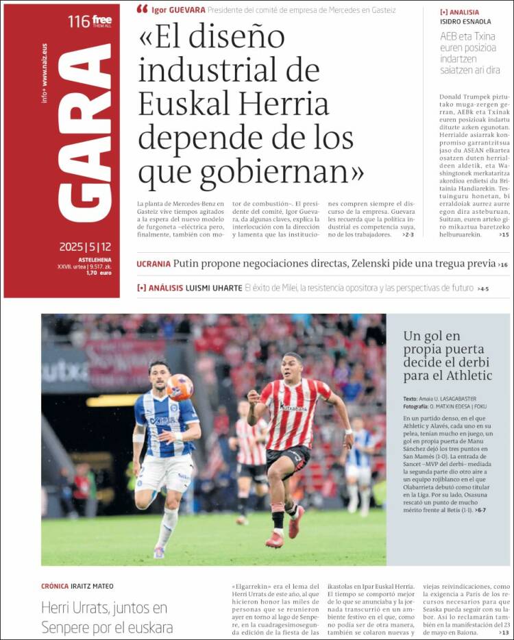 Portada de Gara (España)
