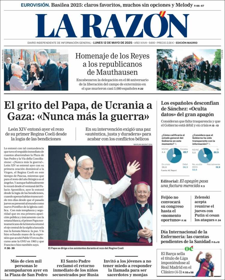 Portada de La Razón (España)