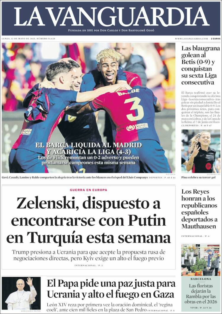 Portada de La Vanguardia (España)