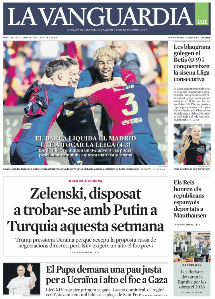 Portada de La Vanguardia (España)