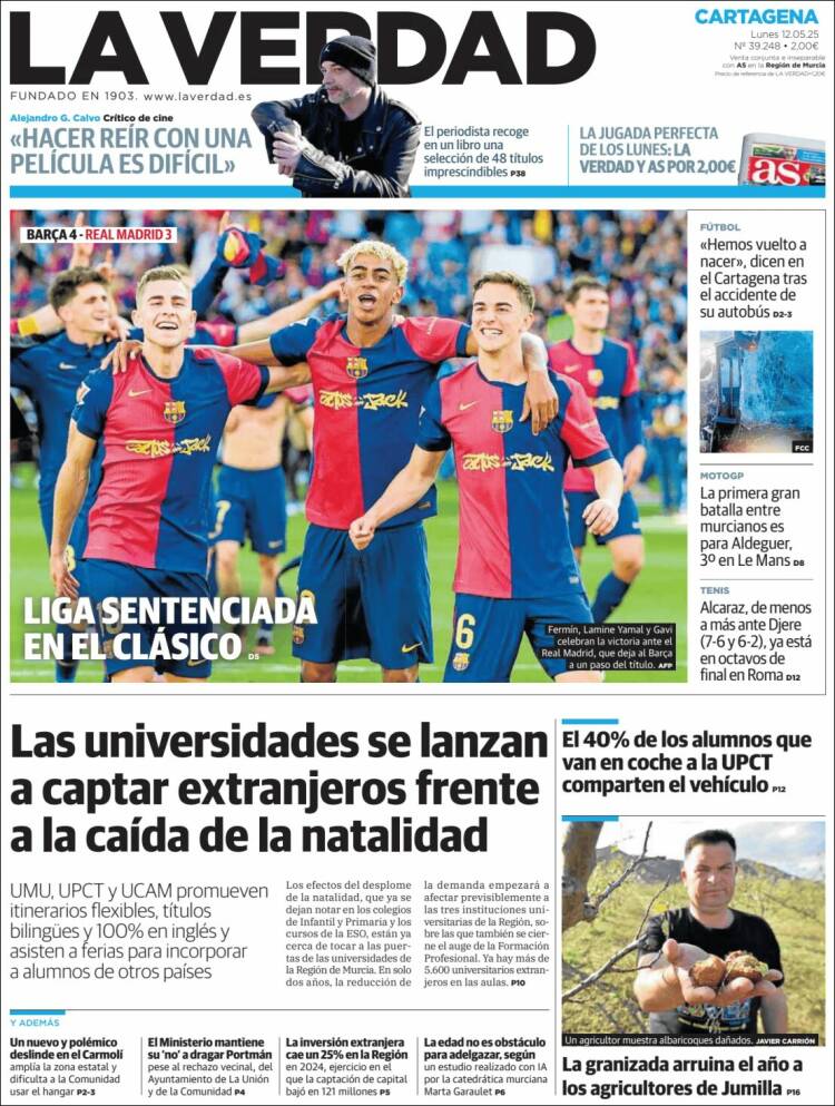 Portada de La Verdad de Cartagena (España)