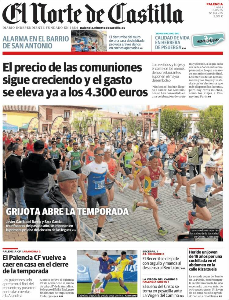 Portada de Norte de Castilla - Palencia (España)