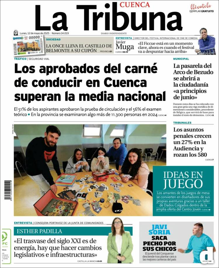 Portada de La Tribuna de Cuenca (España)
