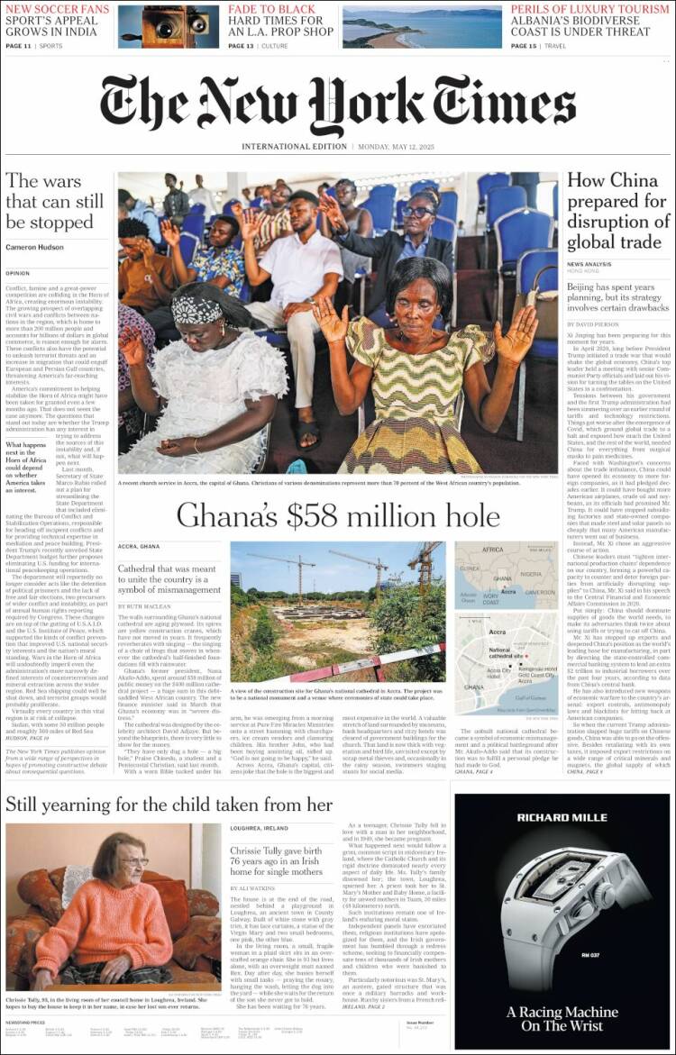 Portada de International New York Times (Europa)