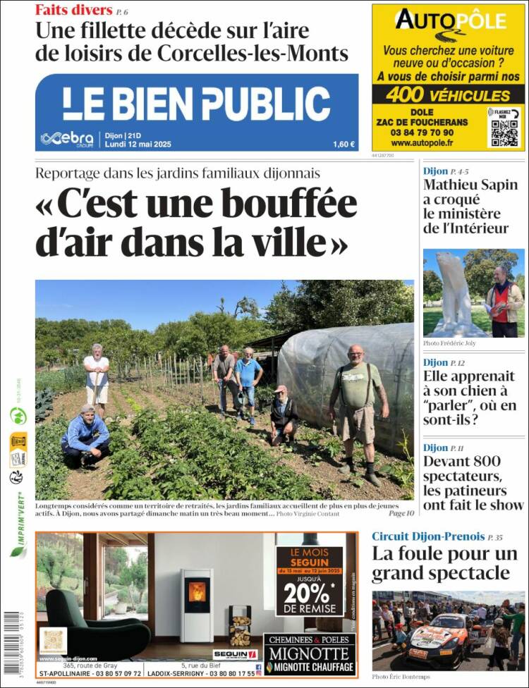 Portada de Le Bien Public (Francia)