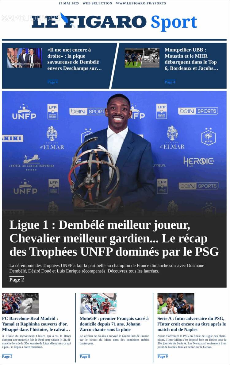 Portada de Le Figaro Sport (Francia)