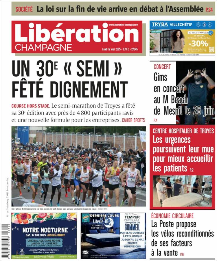 Portada de Libération Champagne (Francia)