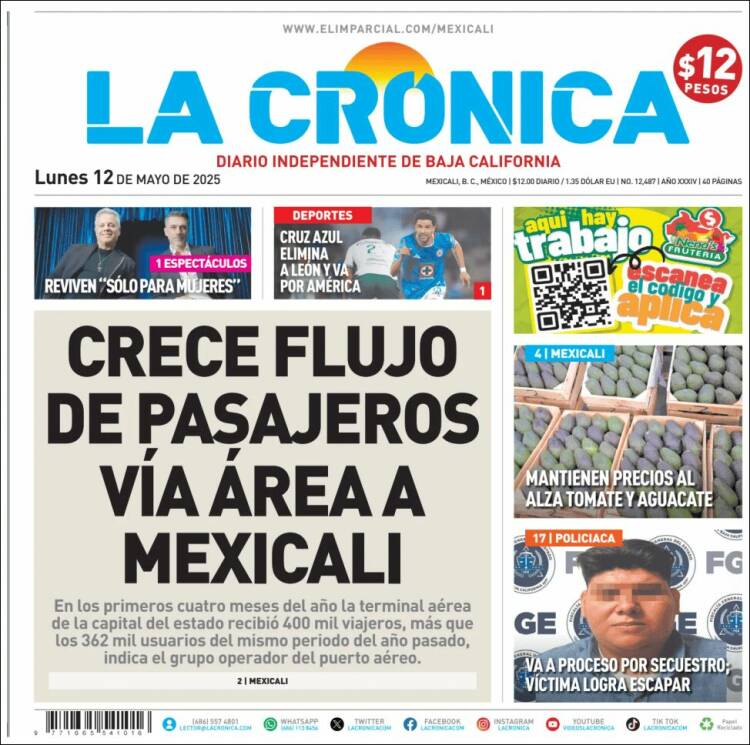 Portada de La Crónica de Baja California (México)