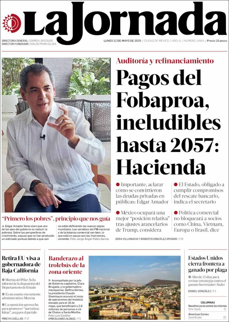 Portada de La Jornada (México)