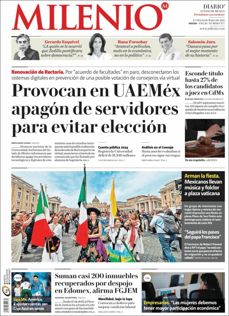Portada de Milenio - Estado de México (México)